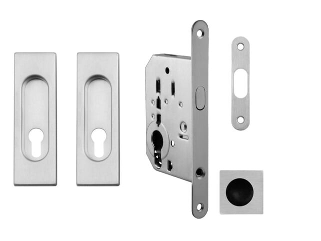 Schiebetürset quadratisch MP - PZ / D (OCS - Chrom gebürstet)