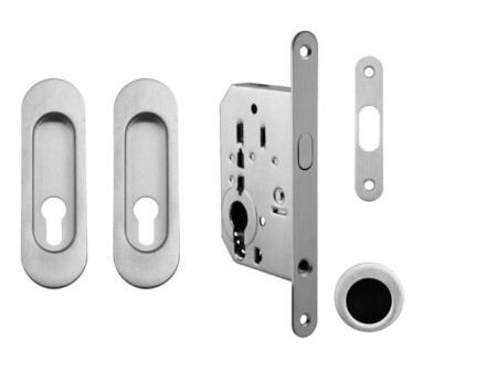 Ovales Schiebetürset MP - PZ / D (OCS - Gebürstetes Chrom)