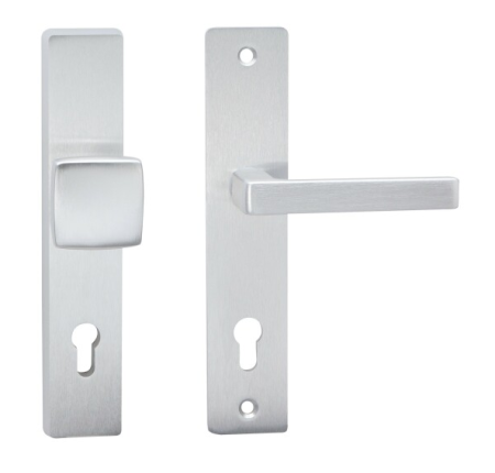 Schutzbeschlag COBRA TOWER H mit eckigem Drücker (F1 - silber eloxiert)