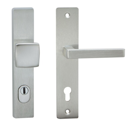 COBRA TOWER Schutzbeschlag mit Abdeckung und eckigem Drücker (F9 - Edelstahl eloxiert)