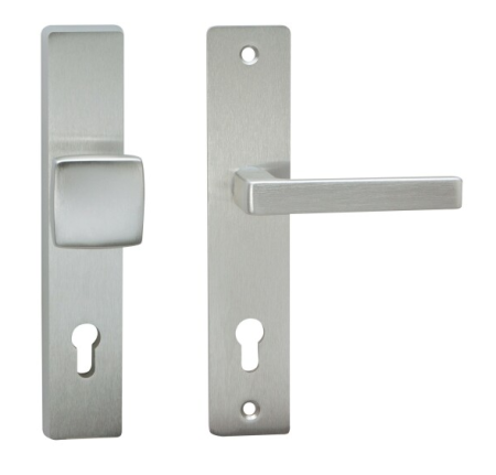 Schutzbeschlag COBRA TOWER H mit eckigem Drücker (F9 - Edelstahl eloxiert)