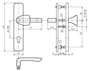 Sicherheitsbeschlag ROSTEX BK 802 ASTRA (CHROME-EDELSTAHL)