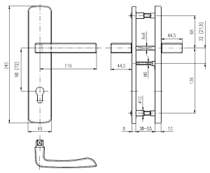 Sicherheitsbeschlag ROSTEX BK 807 ASTRA (EDELSTAHL MATT)