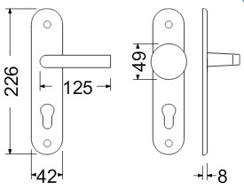 ANGEBOT Türbeschläge RICHTER SABRINA (F1) - PZ - Teilung 72 mm, Griff/Knopf