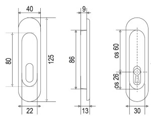 Muschel für Schiebetür MP OVAL FT 3665 BB/D