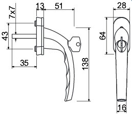 Fensterbeschlag RICHTER RHW L 009 SU (F1, F4, F9, WEISS)