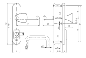 Sicherheitsbeschlag ROSTEX BK R1/O BRAVO (EDELSTAHL MATT TITAN)