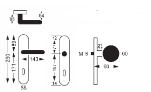 Schutztürbeschlag Lienbacher Urban 349 (silberschwarz)