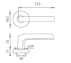 SALE Türbeschlag MP Elias (Aluminium Chrom) - PZ - Griff rechts/Kugel