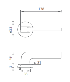 Türbeschläge MP Supra - R 3097 5S (OCS - Gebürstetes Chrom)