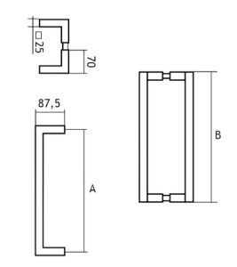 Griff EUROLATON für Glas- und Holztüren - 87 (Edelstahl)