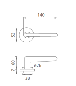 Türbeschläge MP Azalia - R 7S (POLIERTES LACKIERTES MESSING)