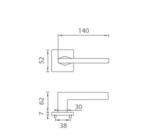 Türbeschlag MP Lila - HR 7S (OCS - Gebürstetes Chrom)