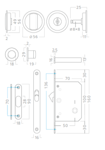 ACT Schiebe-WC-Türset (Nickel)