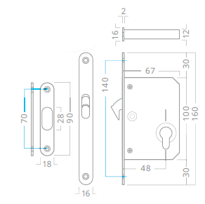 ACT Schiebetürset OV (Nickel)