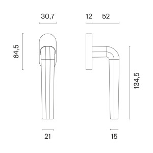 Eurofenstergriff MP INULA - R 7S (OCS - Gebürstetes Chrom)