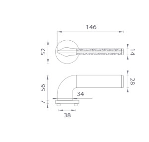 Türbeschlag MP AS - DETAZIA - R 7S (BS - Mattschwarz / Leder)