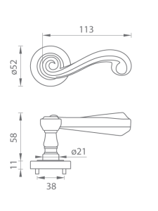 Türbeschlag MP CARLA - R 738 (OBA - Antikbronze)