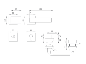 Sicherheitsbeschläge MP TI - CUBO / CINTO - HR 3230/2732 (BS - Mattschwarz)