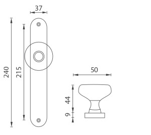 Türkugel auf Schild MP NI – ELEGANT (ONS – Glänzend gebürstetes Nickel)