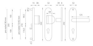 Sicherheitsbeschläge MP AXA - BETA2 (F4 - Bronze eloxiert)