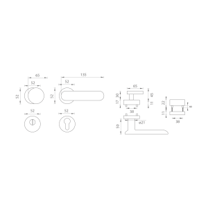 Sicherheitsbeschläge MP CUBO/NELA - R (BS - Mattschwarz)