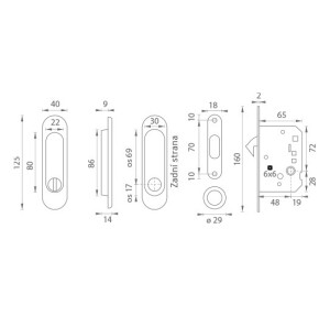 Schiebetürset MP oval - WC (BN - Edelstahl gebürstet)