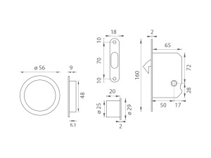 Schiebetürset MP 2850 WC - R (BS - Mattschwarz)