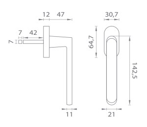 Euro-Fenstergriff MP FRAGOLA - R 7S (OLV PVD - Poliertes lackiertes Messing)