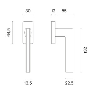 Eurofenstergriff MP - DK - PYROLA - HR 7S (BS - Mattschwarz)