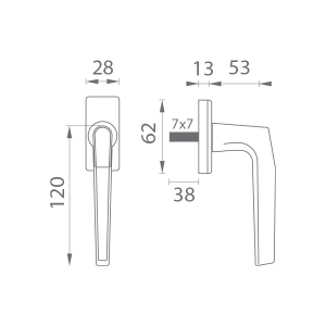 Euro-Fenstergriff MP BA - DK - LUCIA - HR (F4 - Bronze eloxiert)