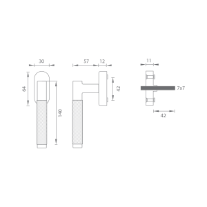 Euro-Fenstergriff MP FO - DK - CITY - R (Braun matt)