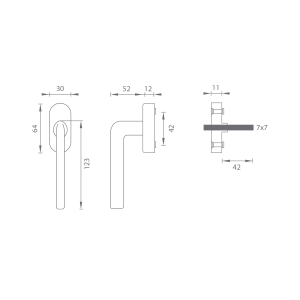 Eurofenstergriff MP FO - DK - MILLY - R (Braun matt)