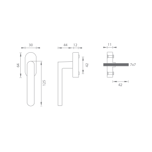 Eurofenstergriff MP FO - DK - RUND - R (Braun matt)