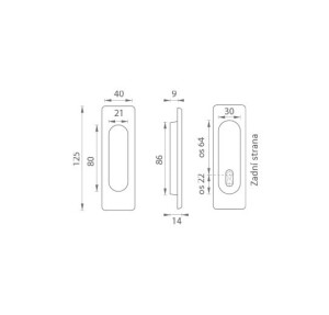 Schale für Schiebetüren MP SQUARE BB / D - 3663AF (ONSM - Gebürstetes Nickel matt)