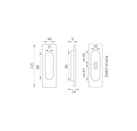 Schiebetürschalen MP SQUARE FT 3663AF BB/S (OCS - Gebürstetes Chrom)