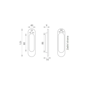 Schale für Schiebetüren MP oval ohne Loch - 3665AC (ANT - Anthrazit)