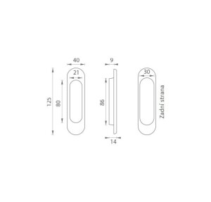 Schale für Schiebetüren MP OVAL FT 3665 AC – ohne Loch (OC – glänzendes Chrom)