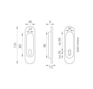 Schale für Schiebetür MP OVAL BB / D - 3665AF (ANT - Anthrazit)