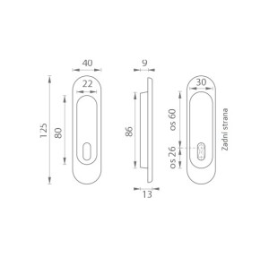 Schale für Schiebetüren MP OVAL BB / D - 3665AF (OLV - Messing poliert lackiert)