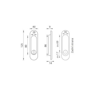 Schale für Schiebetür MP OVAL WC - 3665AR (OLV - Messing poliert lackiert)