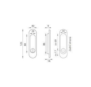 Schale für Schiebetür MP OVAL WC - 3665AR (OGS - Matt gebürstete Bronze)