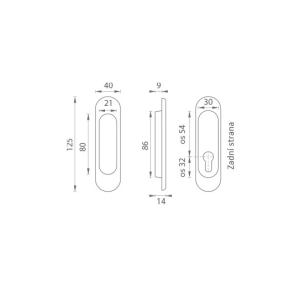 Schale für Schiebetüren MP OVAL - PZ / D - 3665AZ (ANT - Anthrazit)