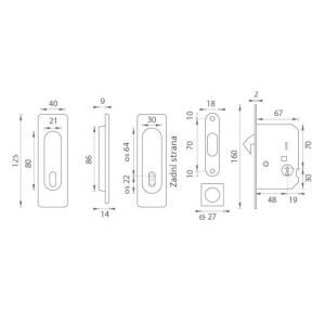 Quadratisches Schiebetürset MP - BB / D (NP - Nickelperle)