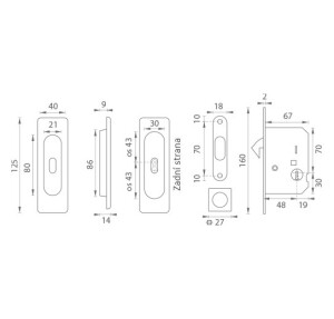 FT - Schiebetür-Set quadratisch MP - BB / S (OC - Glänzendes Chrom)