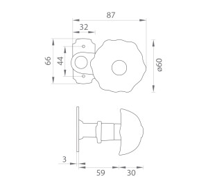 Türkugel versetzt MP PORT 388/358 (geschmiedet schwarz)