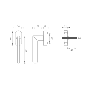 Eurofenstergriff MP - DK - ELIPTICA - R (OCS - Gebürstetes Chrom)