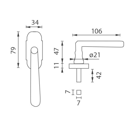 Euro-Fenstergriff NI - DK - ALT WIEN - R (ONS - Gebürstetes Nickel)