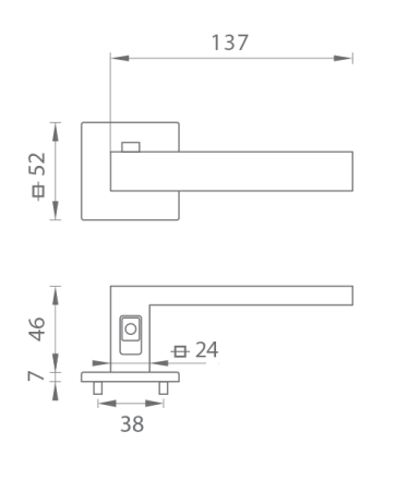 Türbeschlag MP TI - SQUARE - HR 4275Q 7S mit Verriegelung, 38-45 mm (T - Titan)