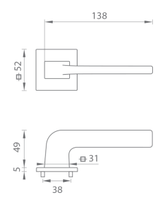 Türbeschlag MP DARA - HR 4007 5SQ T1 (BS - Mattschwarz)